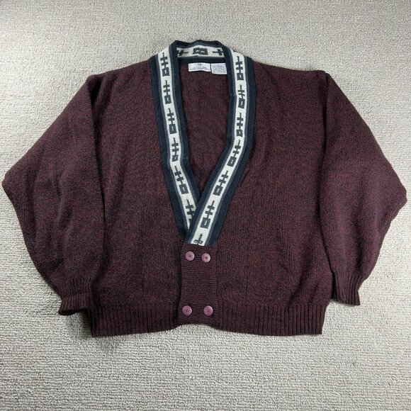 Vintage Circola Moda Chunky Grandpa Sweater Maroon Y2K Men’s Size XL - Picture 1 of 6